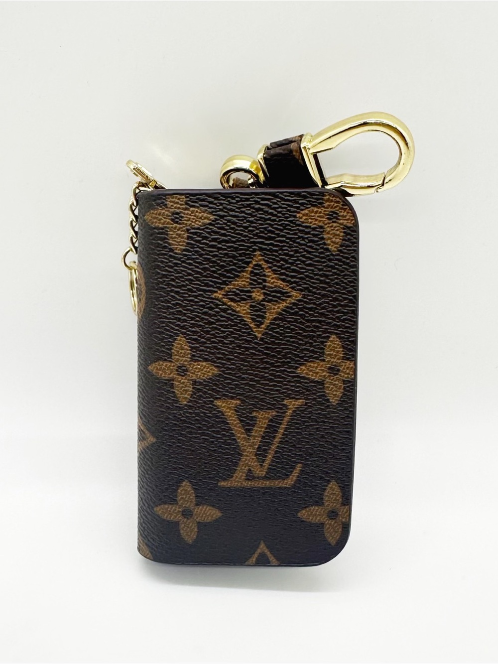 Louis Vuitton Monogram Brown and Gold Clip Key Holder Case